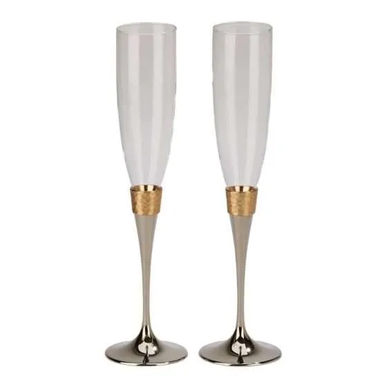 Luxe Hammered Gold & Silver Toasting Set