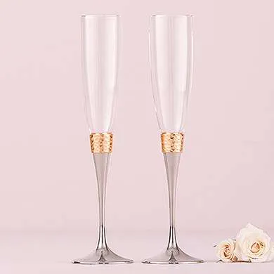 Luxe Hammered Gold & Silver Toasting Set