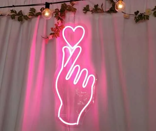 Hand & Heart Neon Sign Rental